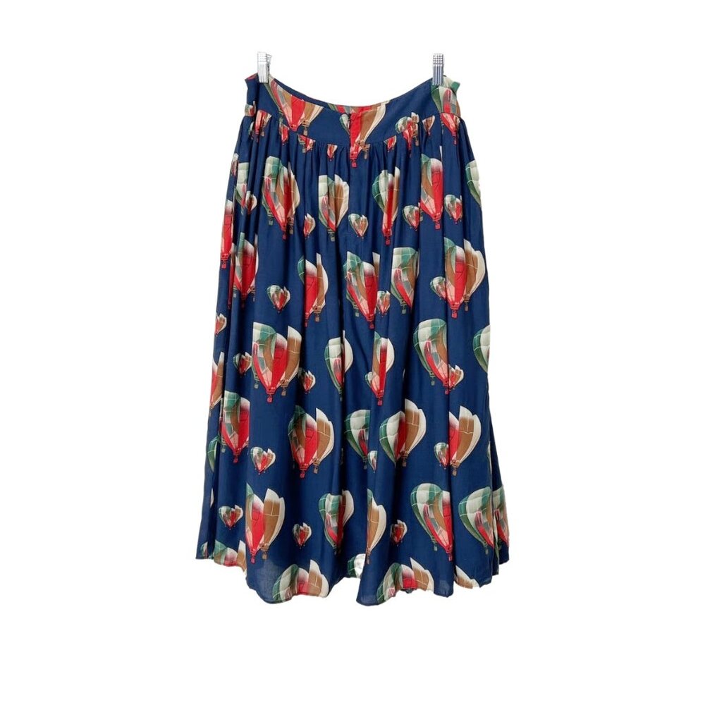Frock Shop | Navy Hot Air Balloon Retro Novelty Print Midi Skirt